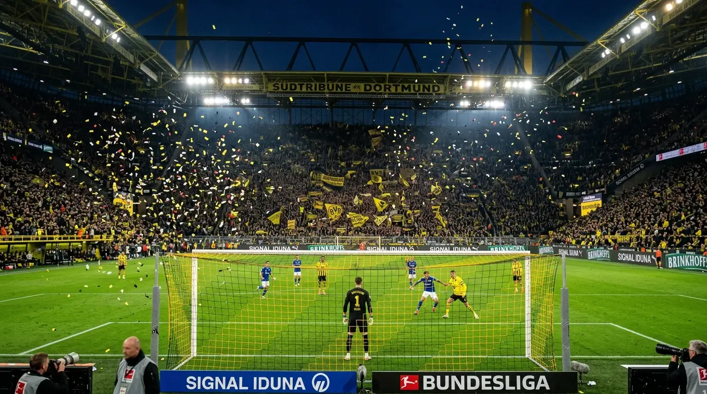 Ambiente en un estadio de la Bundesliga con aficionados durante un partido de fútbol alemán