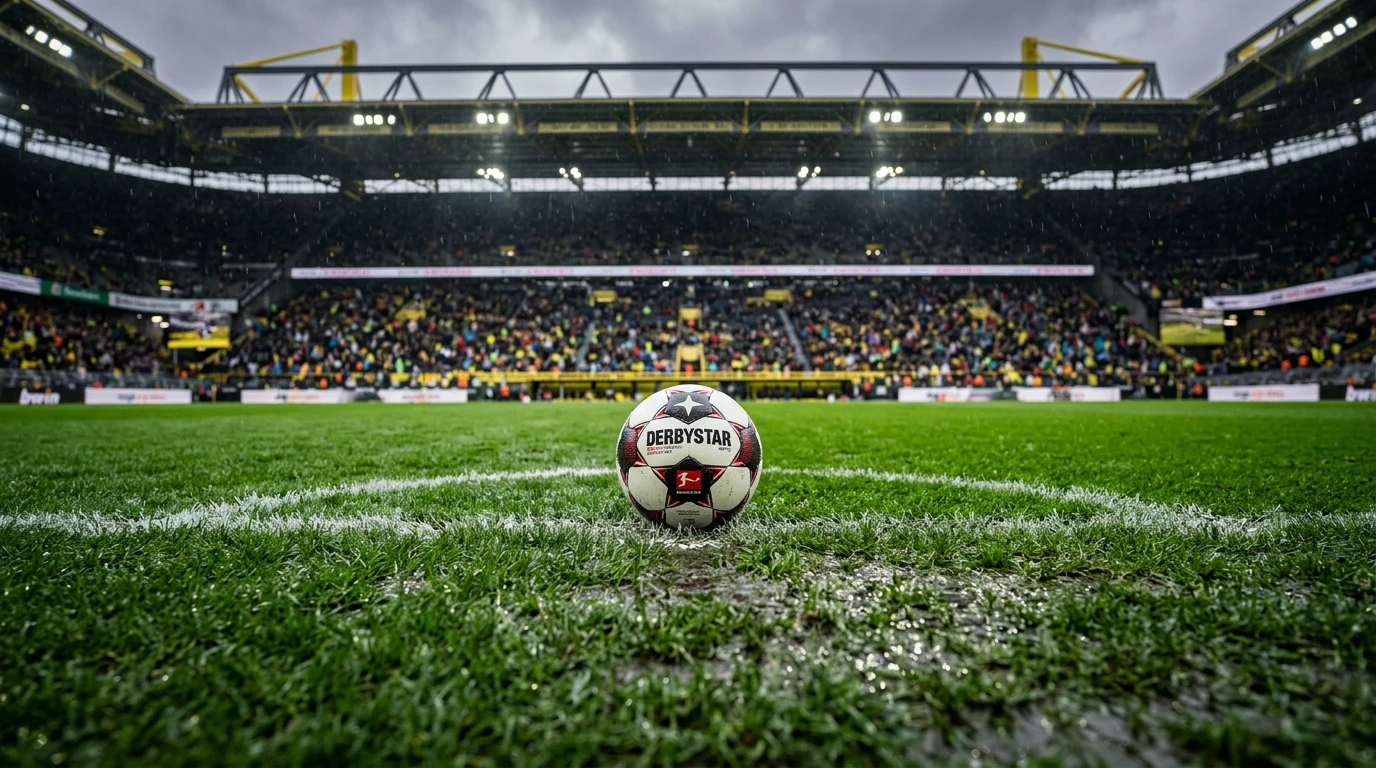 Campo de fútbol con líneas de tiza marcadas y un balón en el centro del terreno de juego